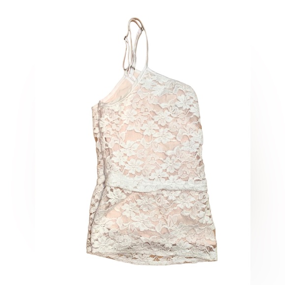 Abercrombie & Fitch White Lace Tank Top w light Pink detailing Sz S Cami Top - Picture 7 of 10